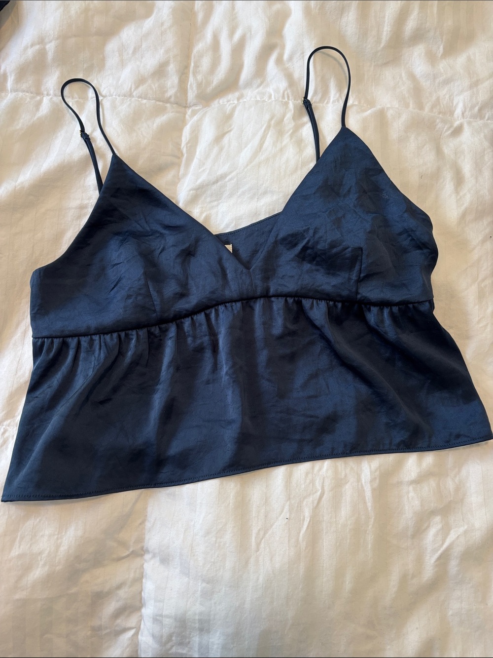 Little Moon Navy Satin Camisole Tank Top